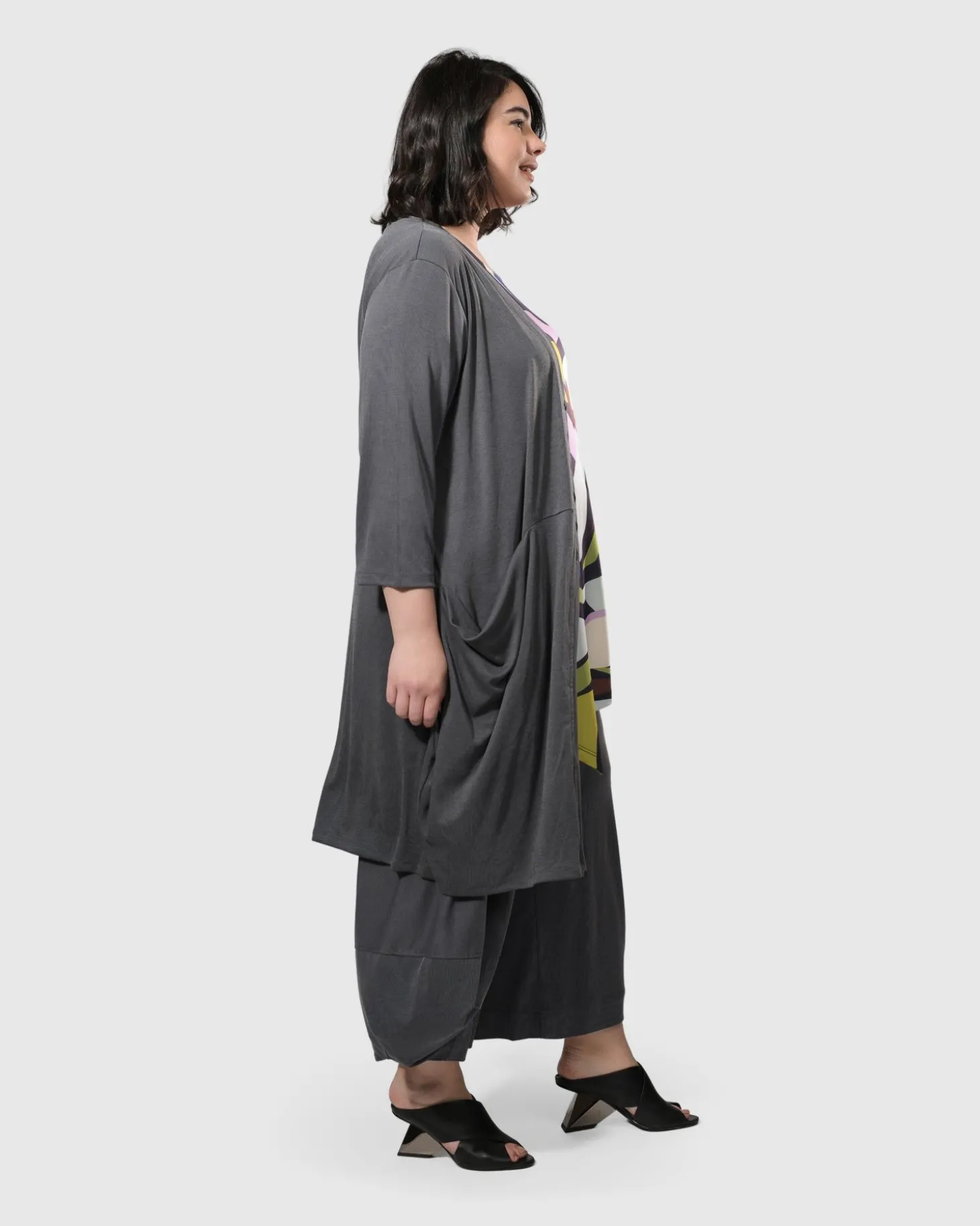 Women Alembika Essential Draped Cocoon Jacket, Grey