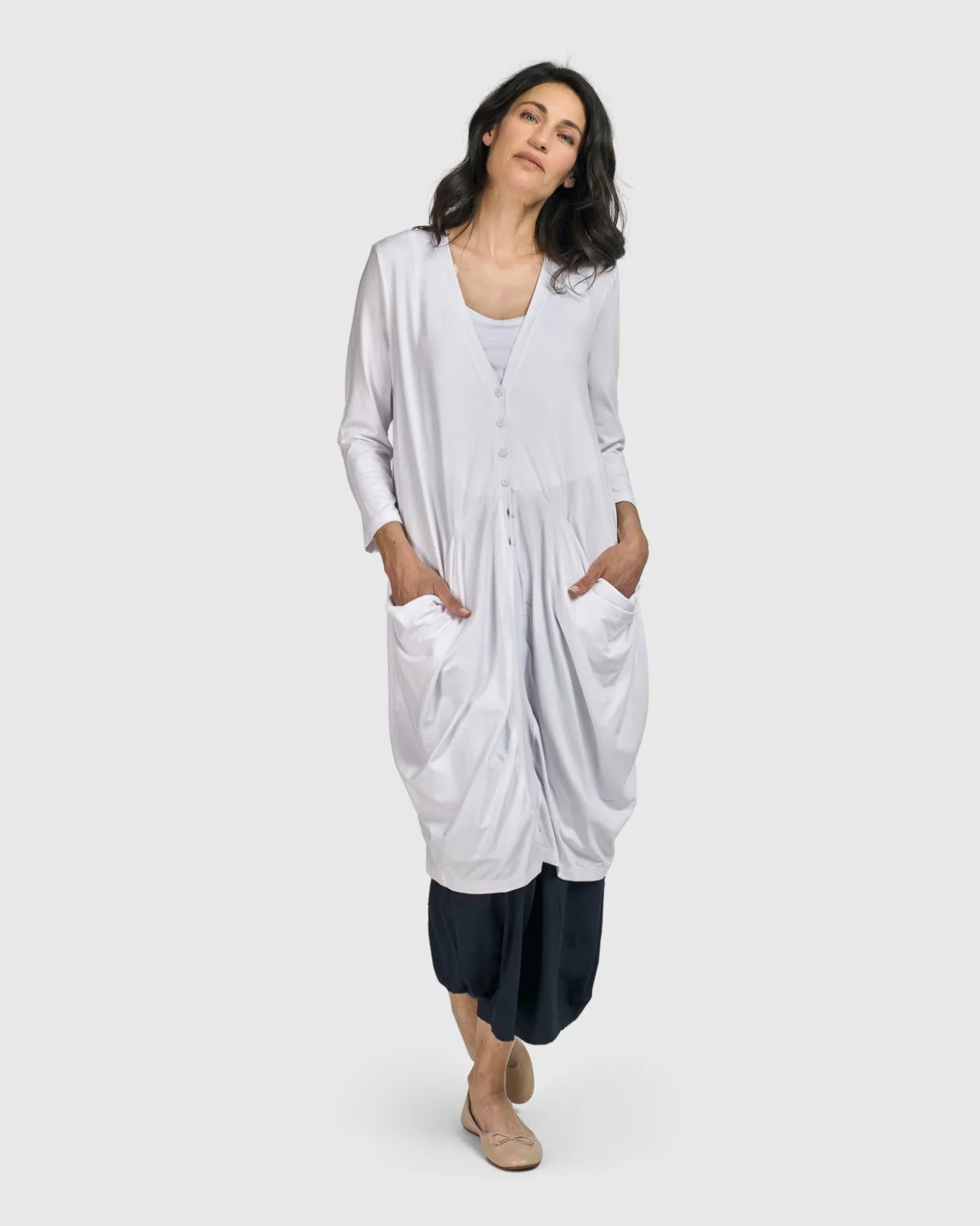 Women Alembika Essential Draped Cocoon Jacket, White