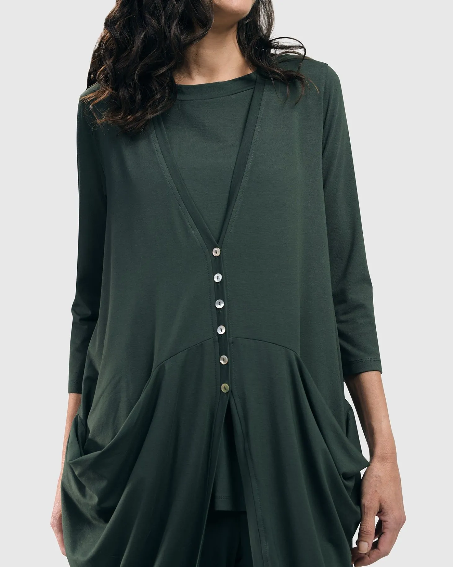 Women Alembika Essential Draped Cocoon Jacket, Green