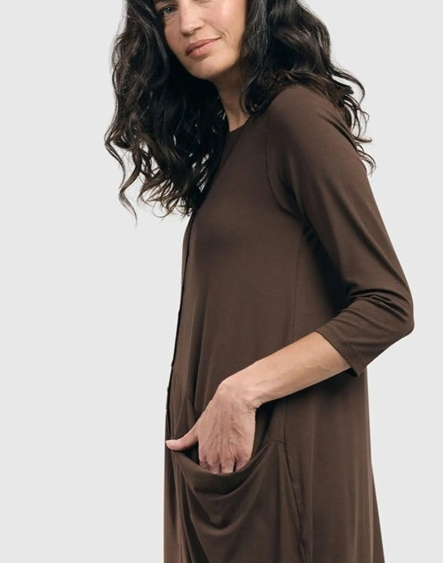 Women Alembika Essential Draped Cocoon Jacket, Coffee