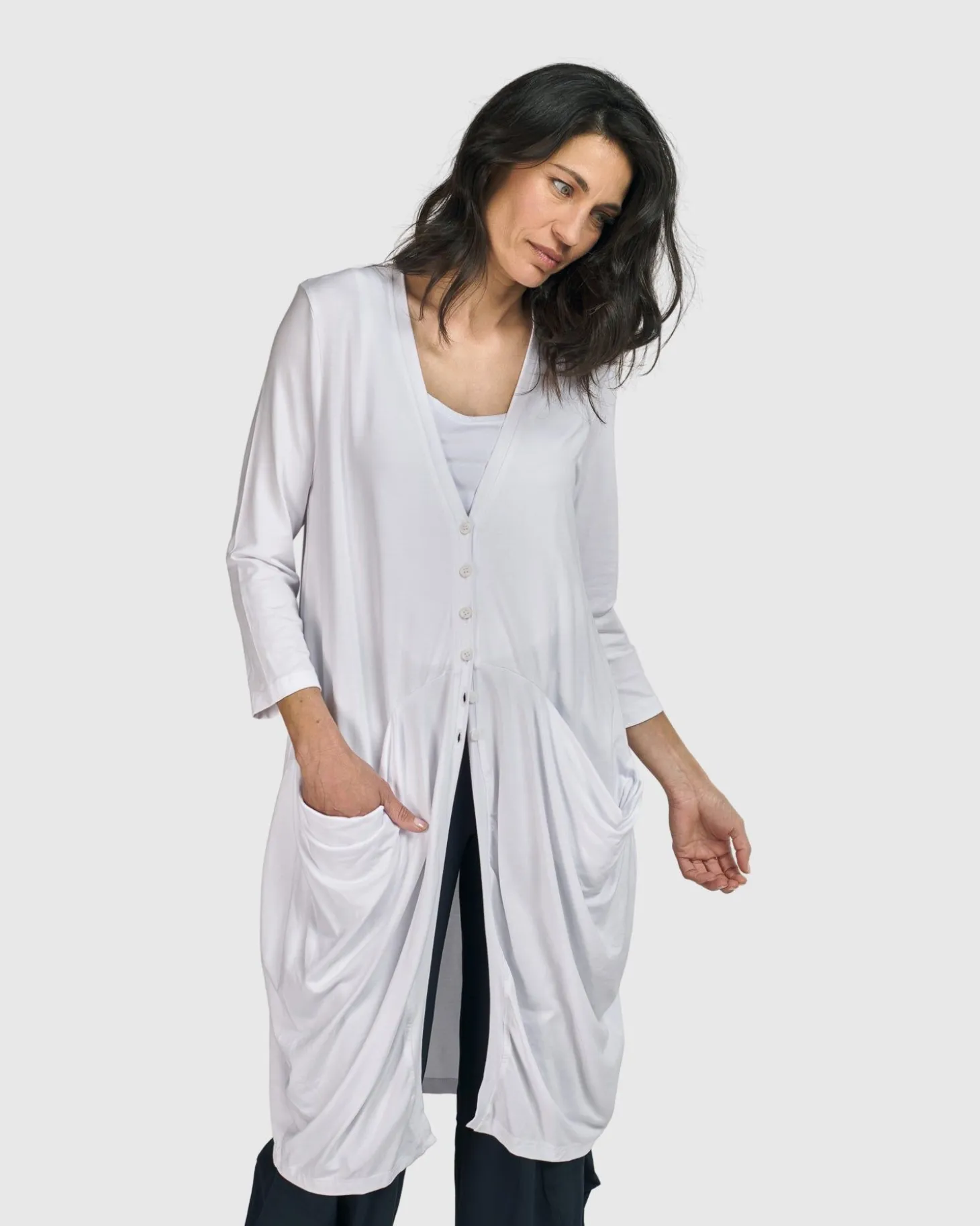 Women Alembika Essential Draped Cocoon Jacket, White