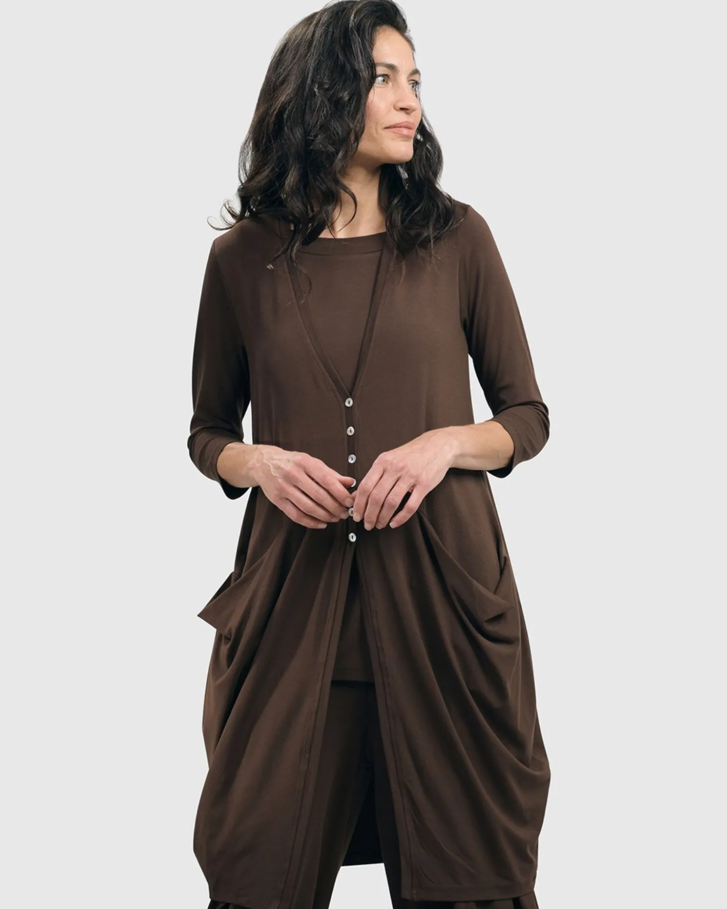 Women Alembika Essential Draped Cocoon Jacket, Coffee