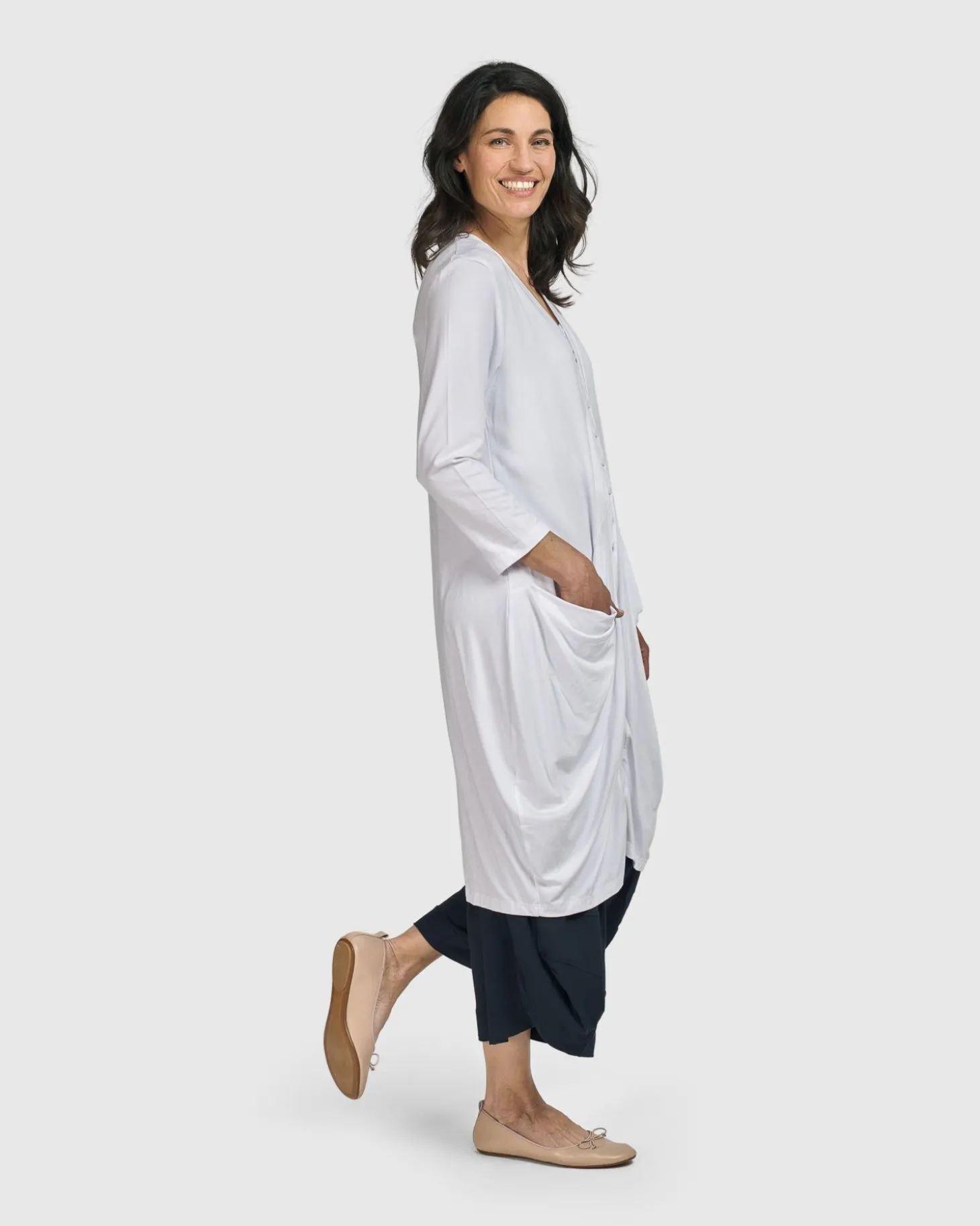 Women Alembika Essential Draped Cocoon Jacket, White