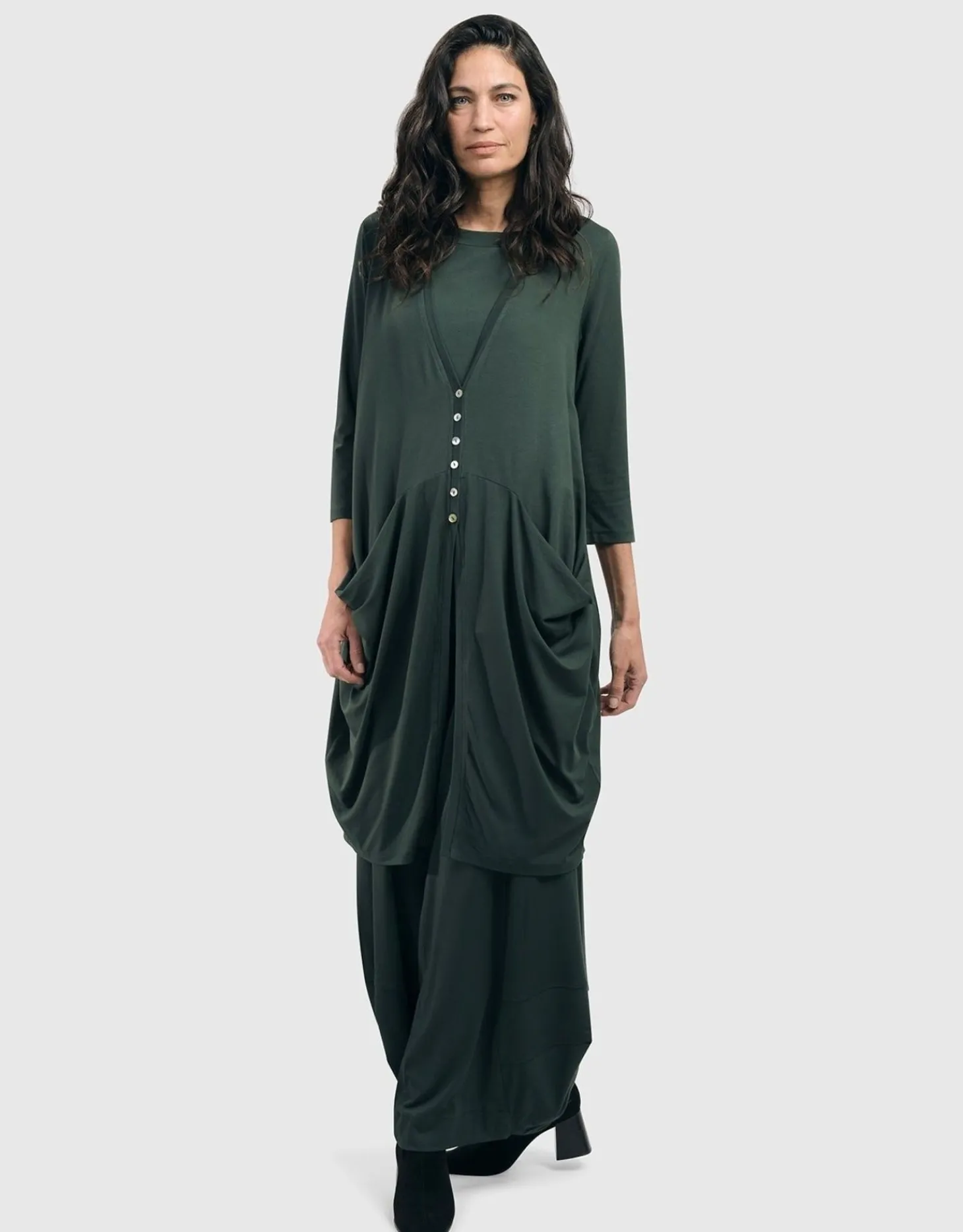 Women Alembika Essential Draped Cocoon Jacket, Green