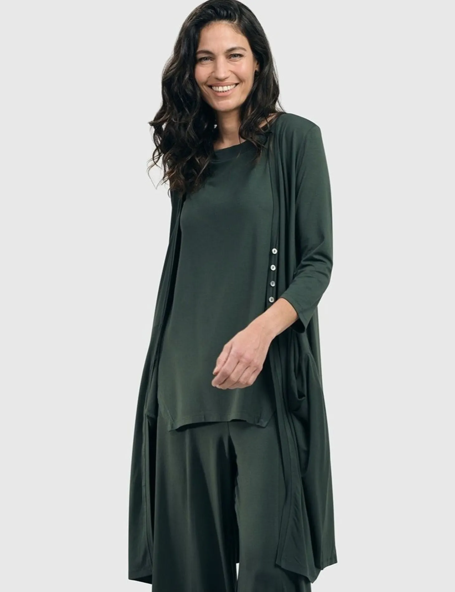 Women Alembika Essential Draped Cocoon Jacket, Green