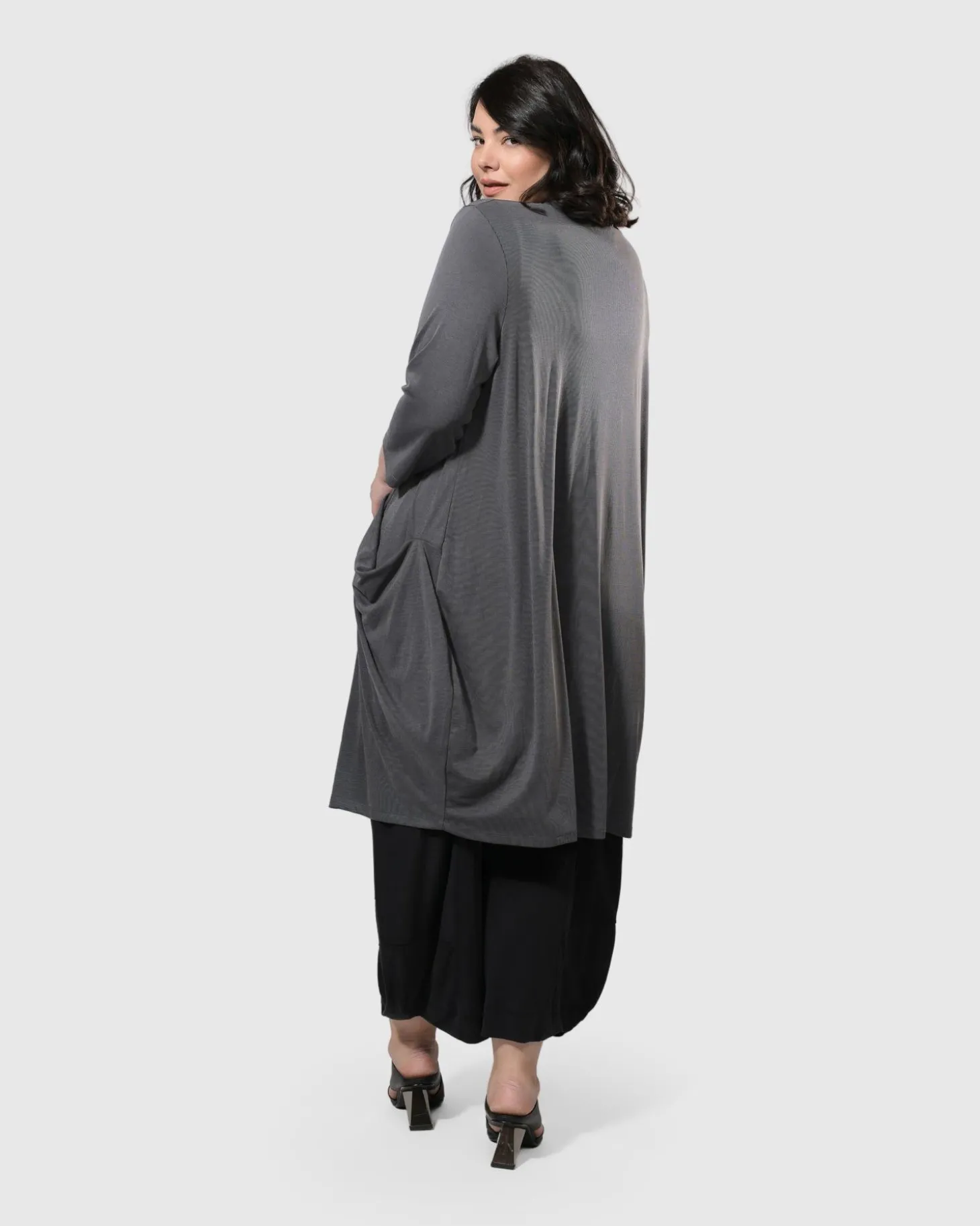 Women Alembika Essential Draped Cocoon Jacket, Grey