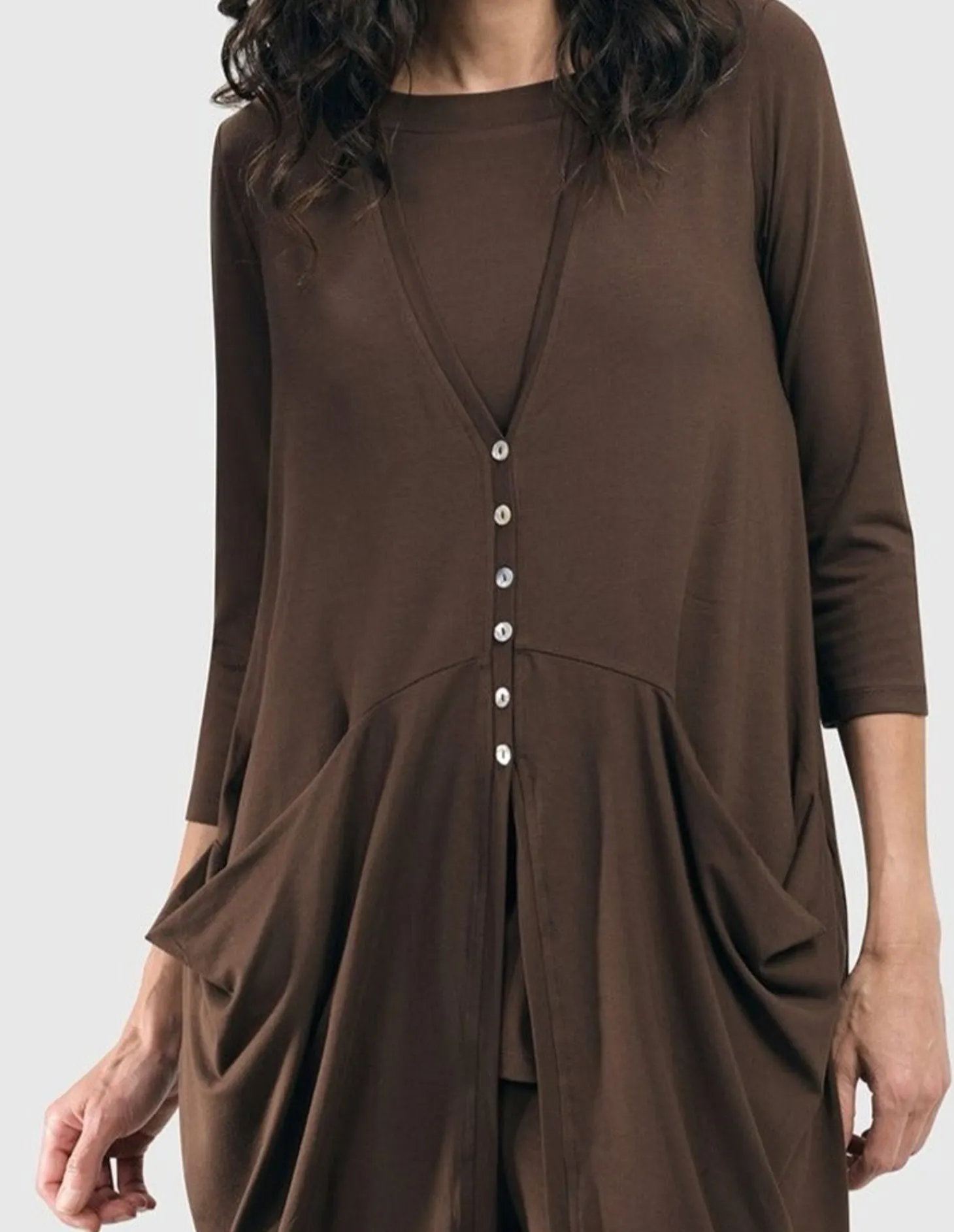 Women Alembika Essential Draped Cocoon Jacket, Coffee