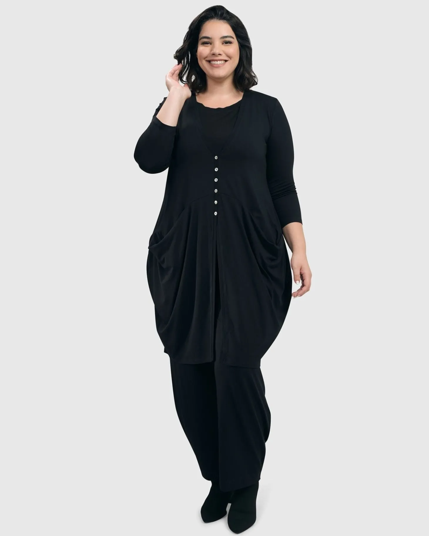 Women Alembika Essential Draped Cocoon Jacket, Black