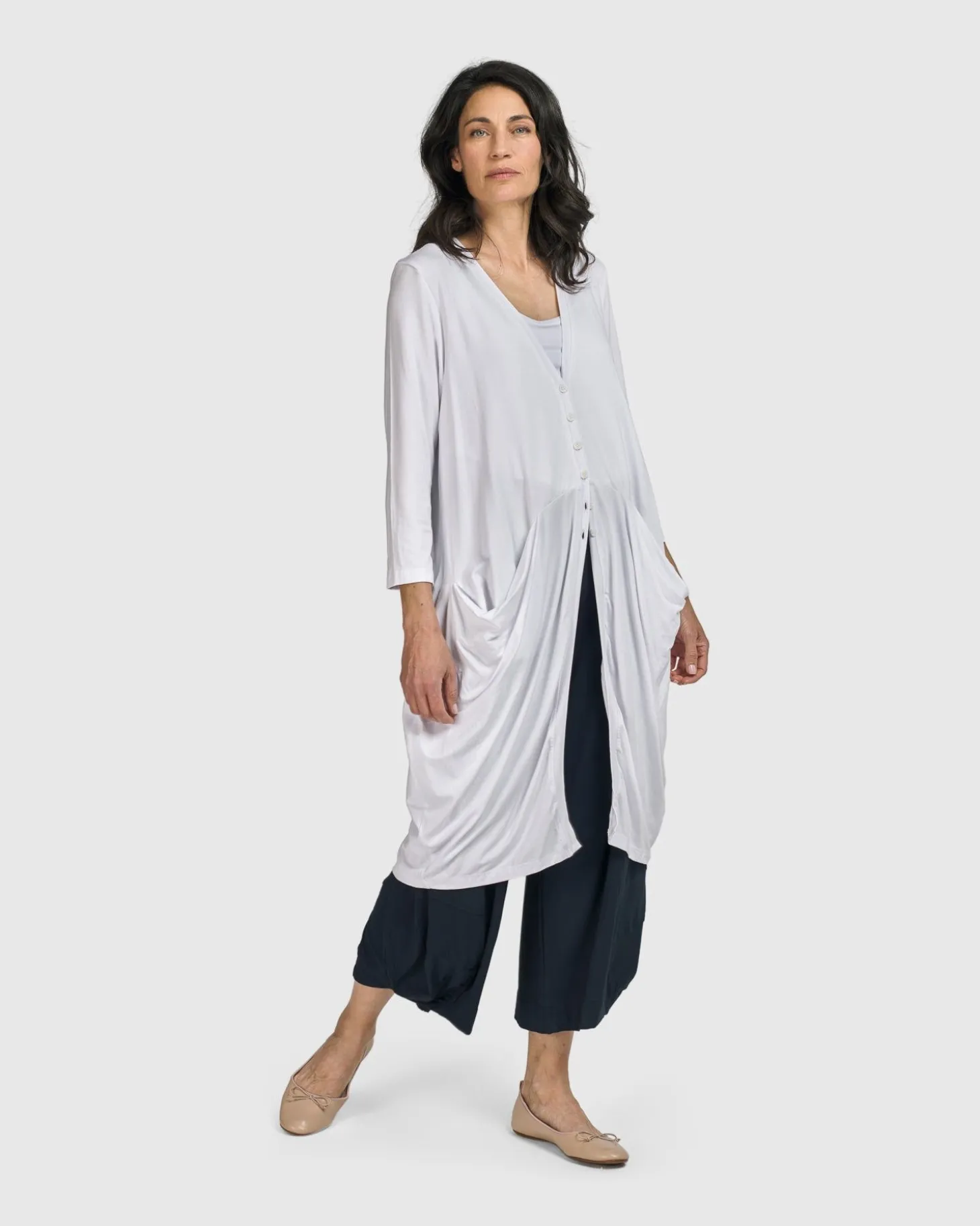 Women Alembika Essential Draped Cocoon Jacket, White