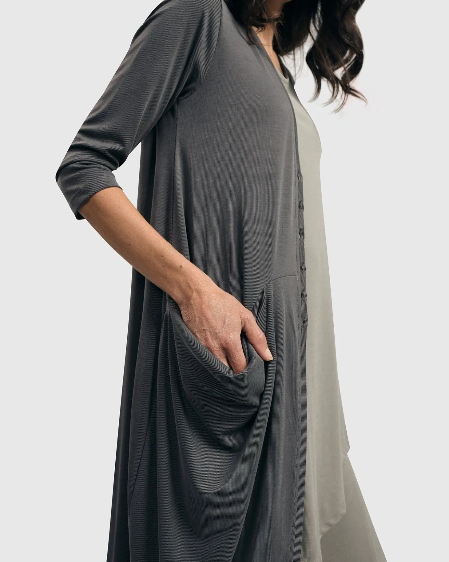 Women Alembika Essential Draped Cocoon Jacket, Grey