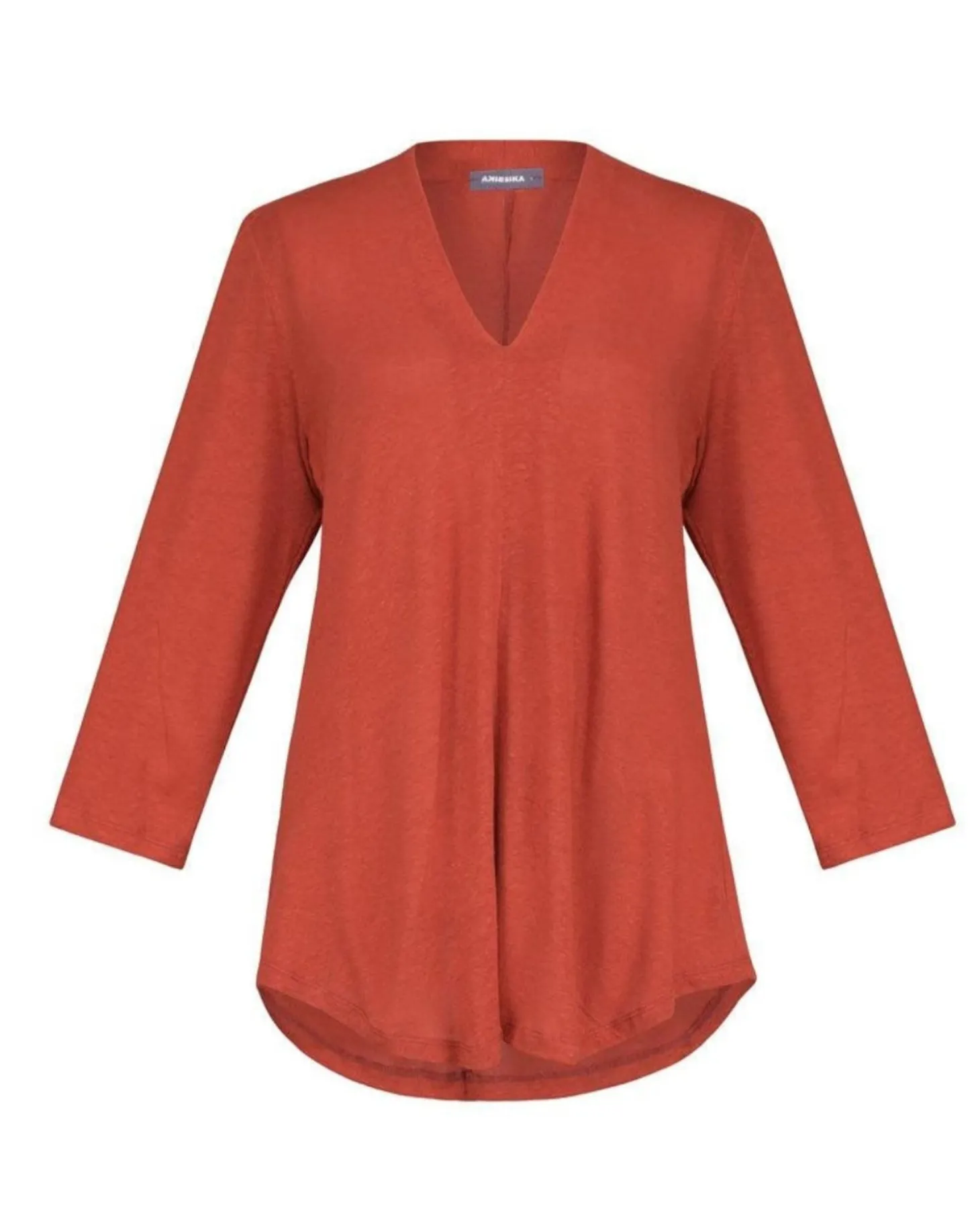 Women Alembika Essential Linen V-Neck Top, Orange