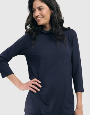 Women Alembika Essential Mockneck Top, Navy