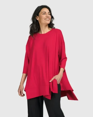 Women Alembika Essential Oversized Trapeze Top, Red Rose