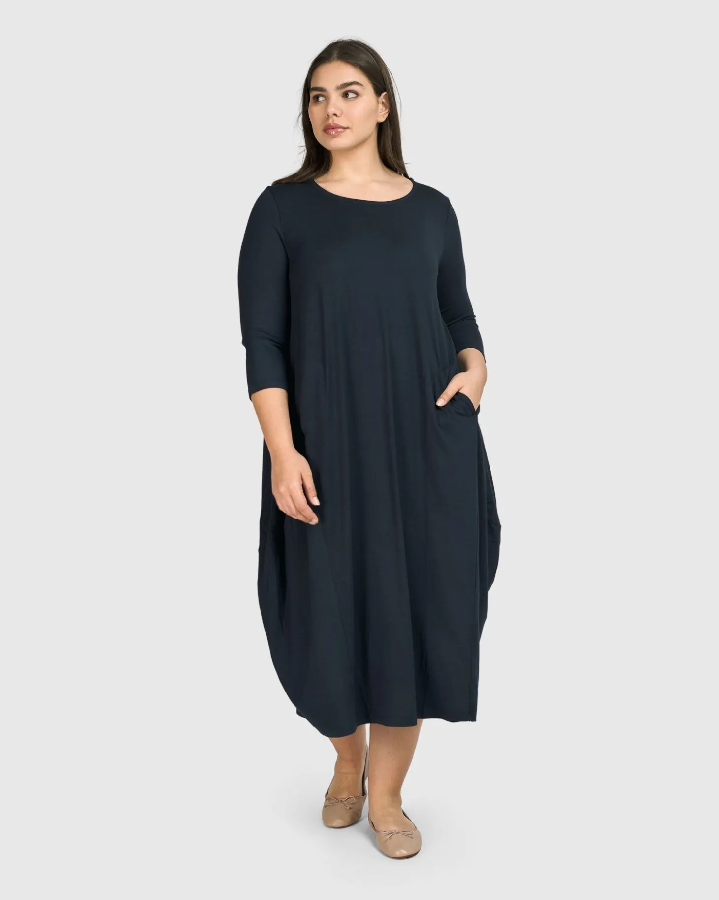 Women Alembika Essential Relaxed Midi Dress, Ocean