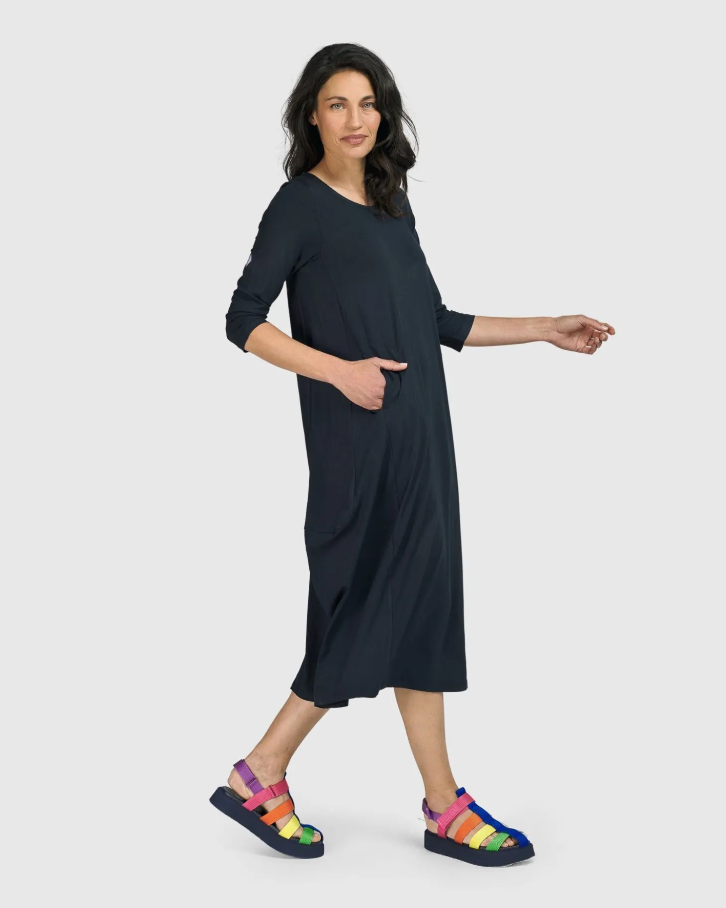 Women Alembika Essential Relaxed Midi Dress, Ocean