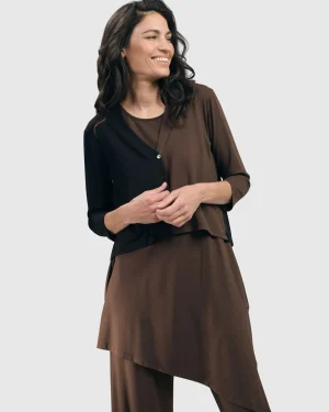 Women Alembika Essential 2-Tone Crop Cardigan, Coffee