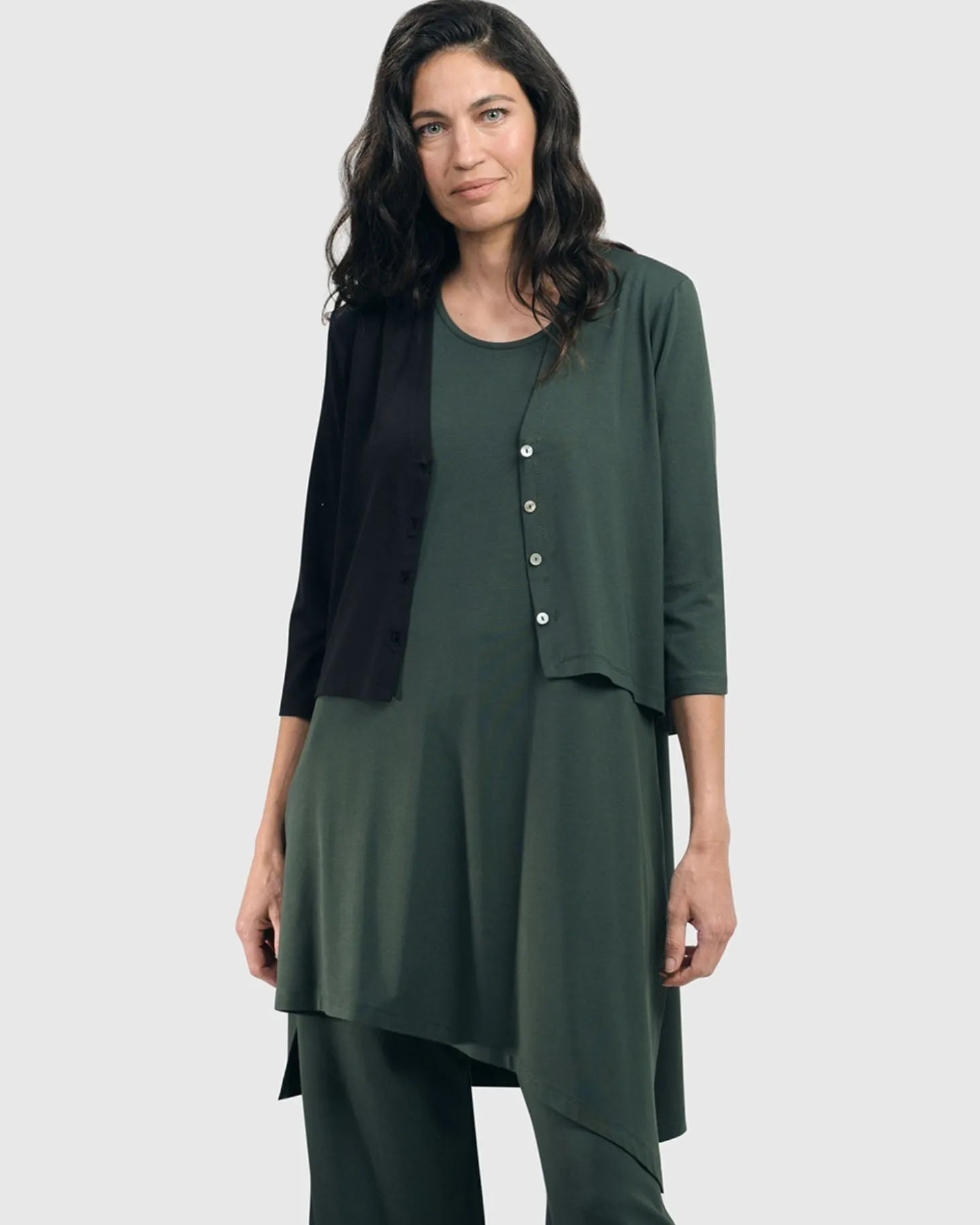 Women Alembika Essential 2-Tone Crop Cardigan, Green