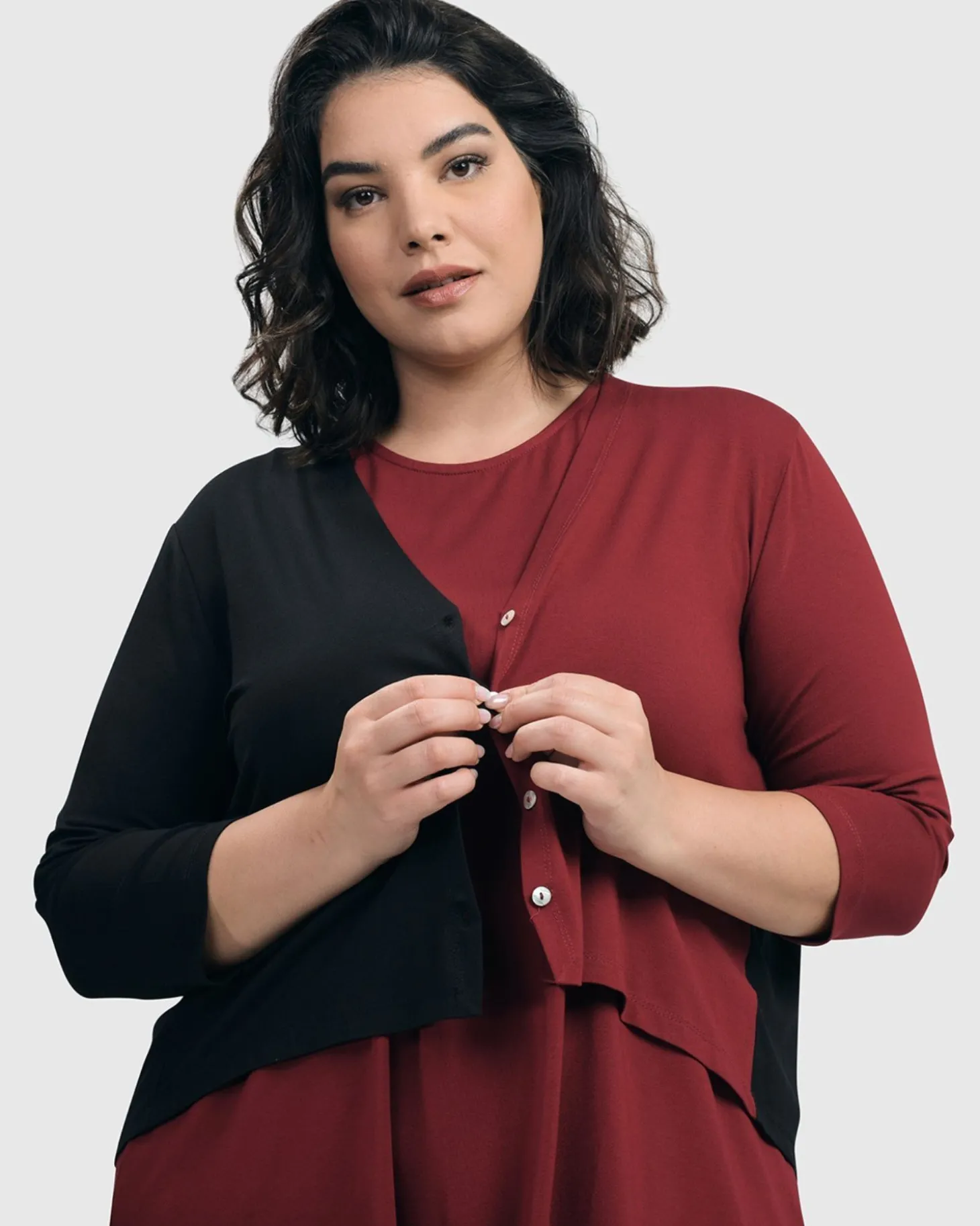 Women Alembika Essential 2-Tone Crop Cardigan, Plum