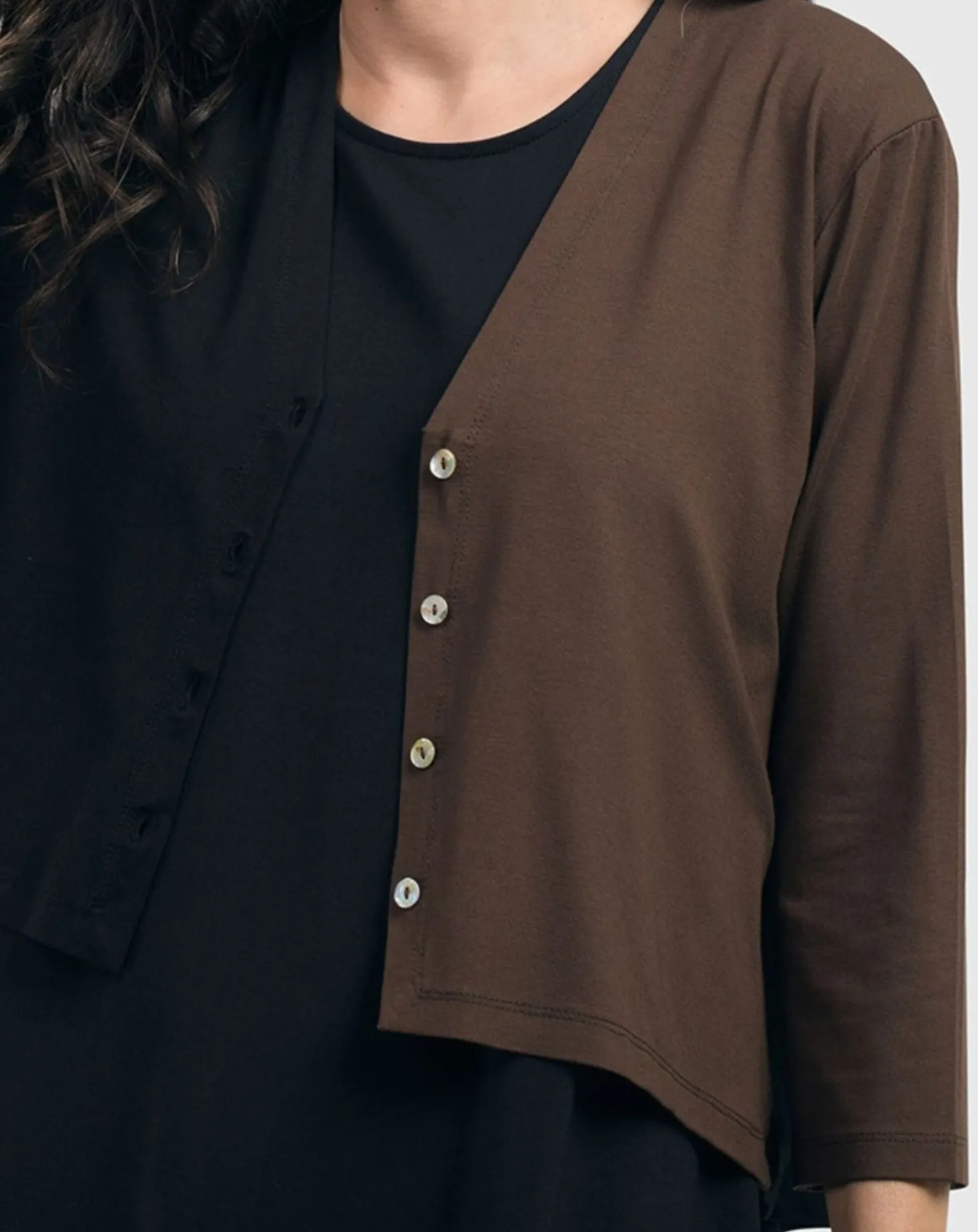 Women Alembika Essential 2-Tone Crop Cardigan, Coffee