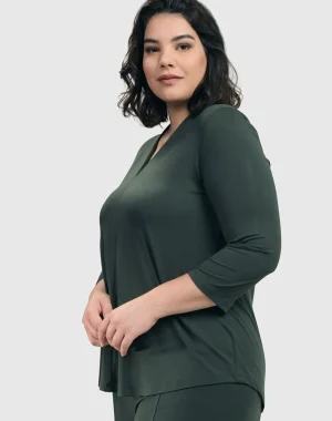 Women Alembika Essential V-Neck Top, Green