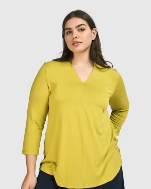 Women Alembika Essential V-Neck Top, Lime