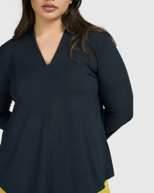 Women Alembika Essential V-Neck Top, Ocean