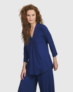 Women Alembika Essential V-Neck Top, Royal Blue