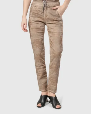 Women Alembika Floral Iconic Stretch Jeans, Gold Wash