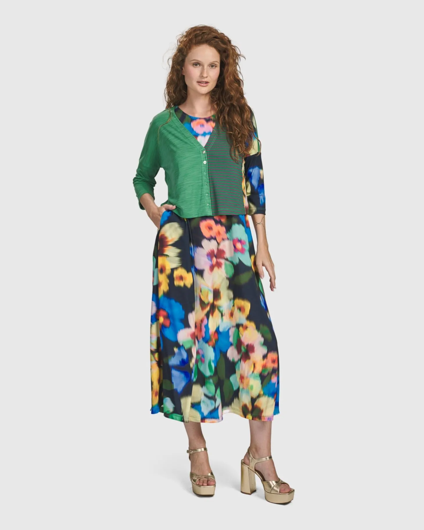 Women Alembika Forget-Me-Not Cropped Cardigan, Garden