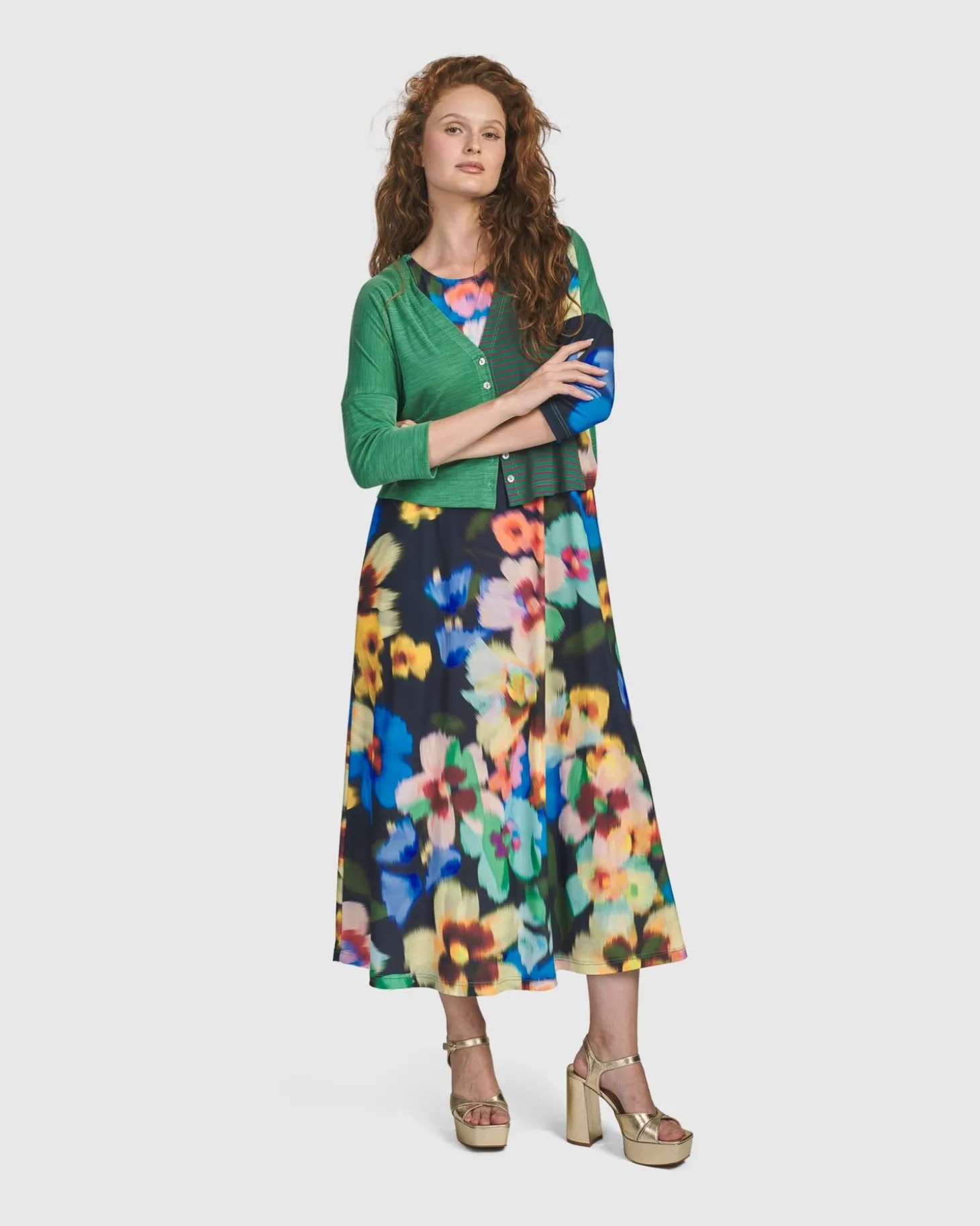 Women Alembika Forget-Me-Not Cropped Cardigan, Garden