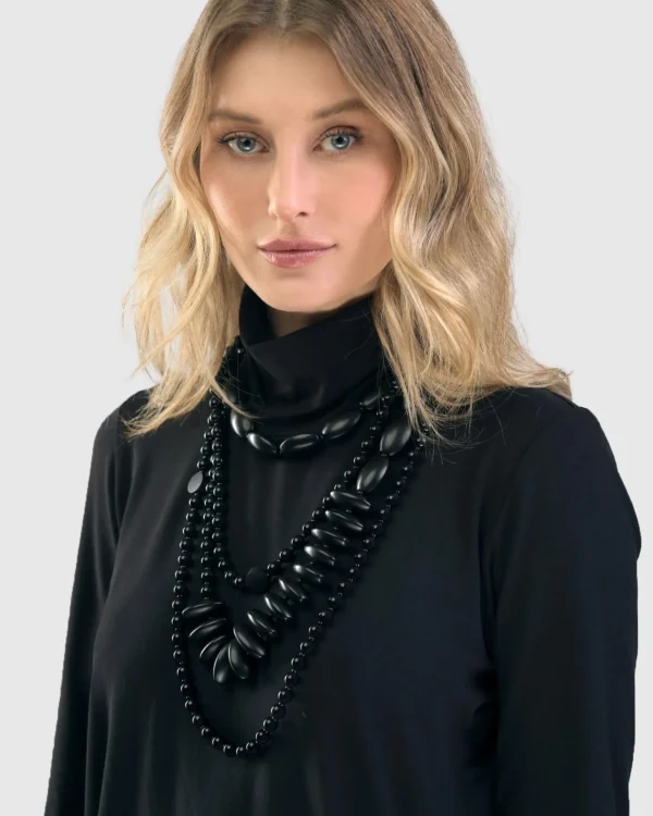 Women Alembika Fuji Bead Necklace, Black