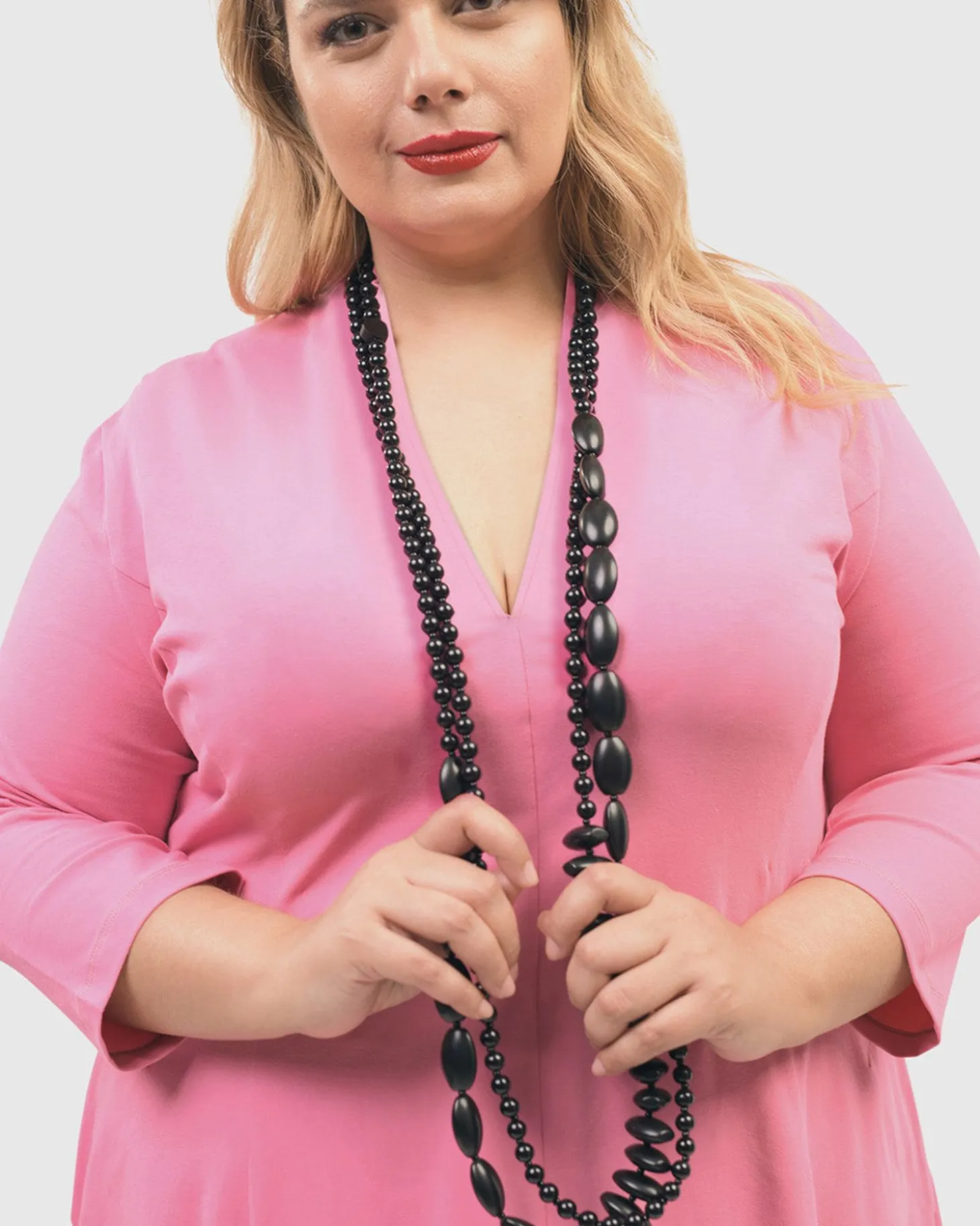 Women Alembika Gloria V-Neck Tunic Top, Bazooka