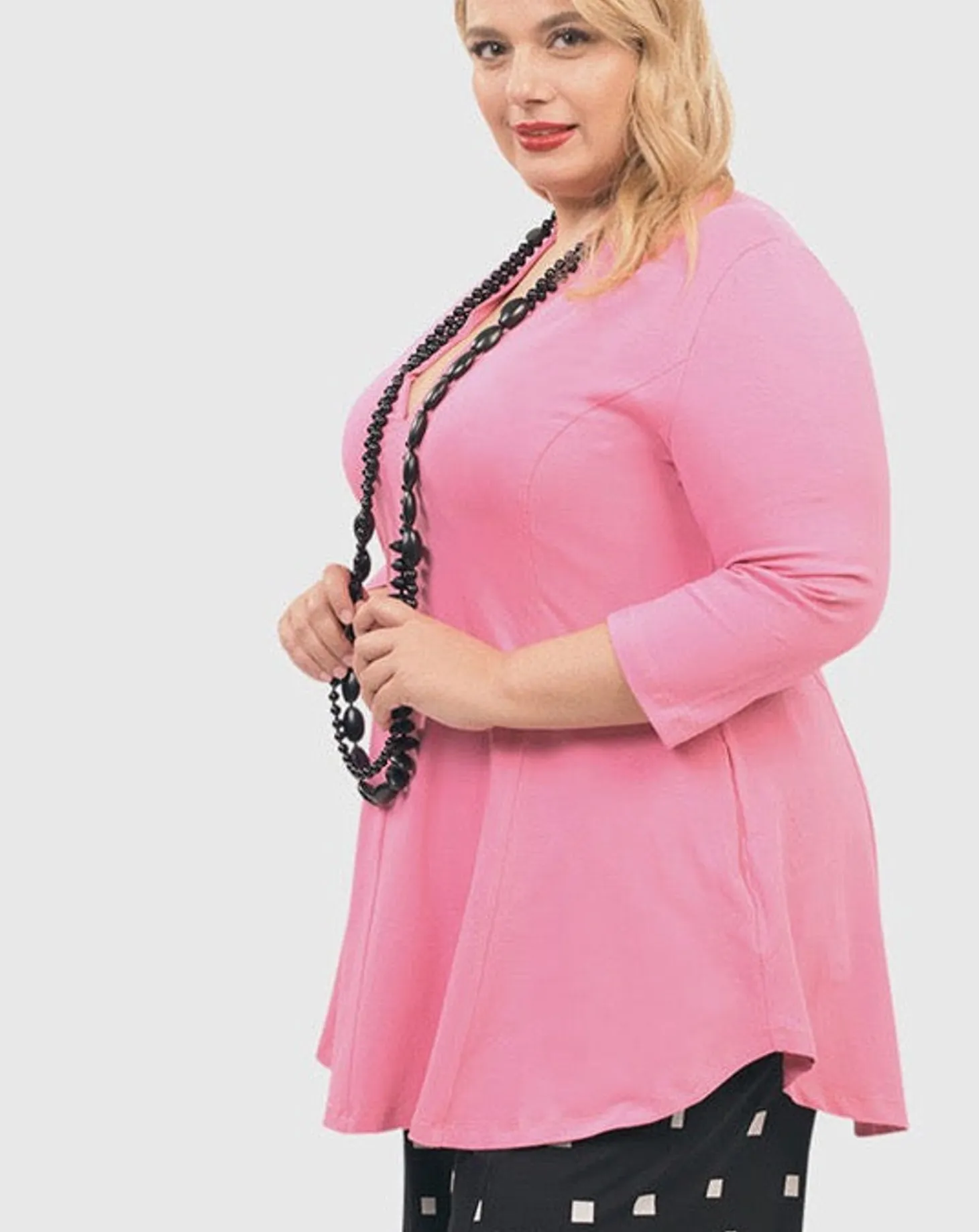 Women Alembika Gloria V-Neck Tunic Top, Bazooka