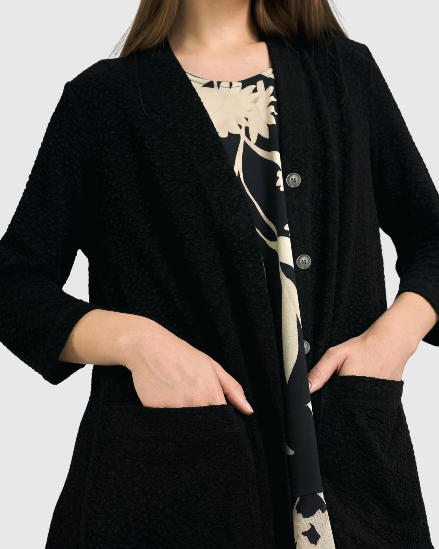 Women Alembika Granite Cardi Jacket, Black