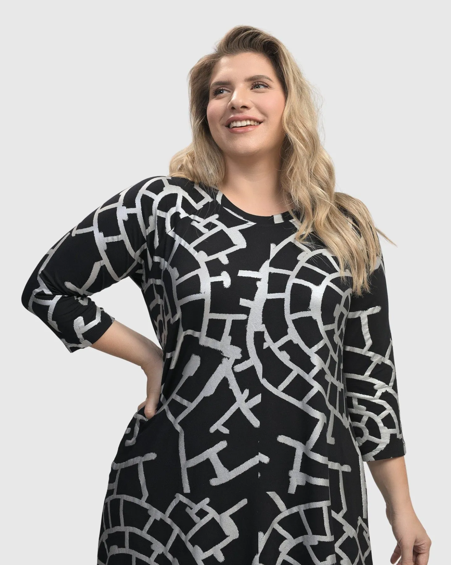 Women Alembika Hypnotic A Line Dress, Silver