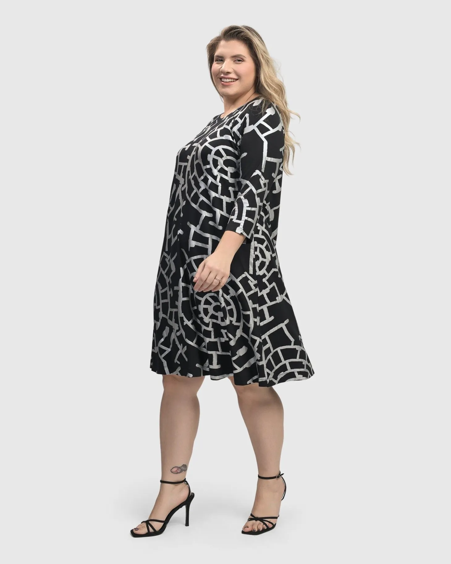Women Alembika Hypnotic A Line Dress, Silver