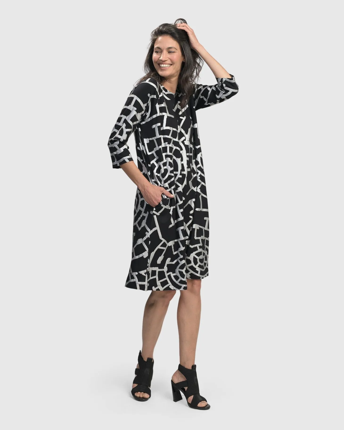 Women Alembika Hypnotic A Line Dress, Silver