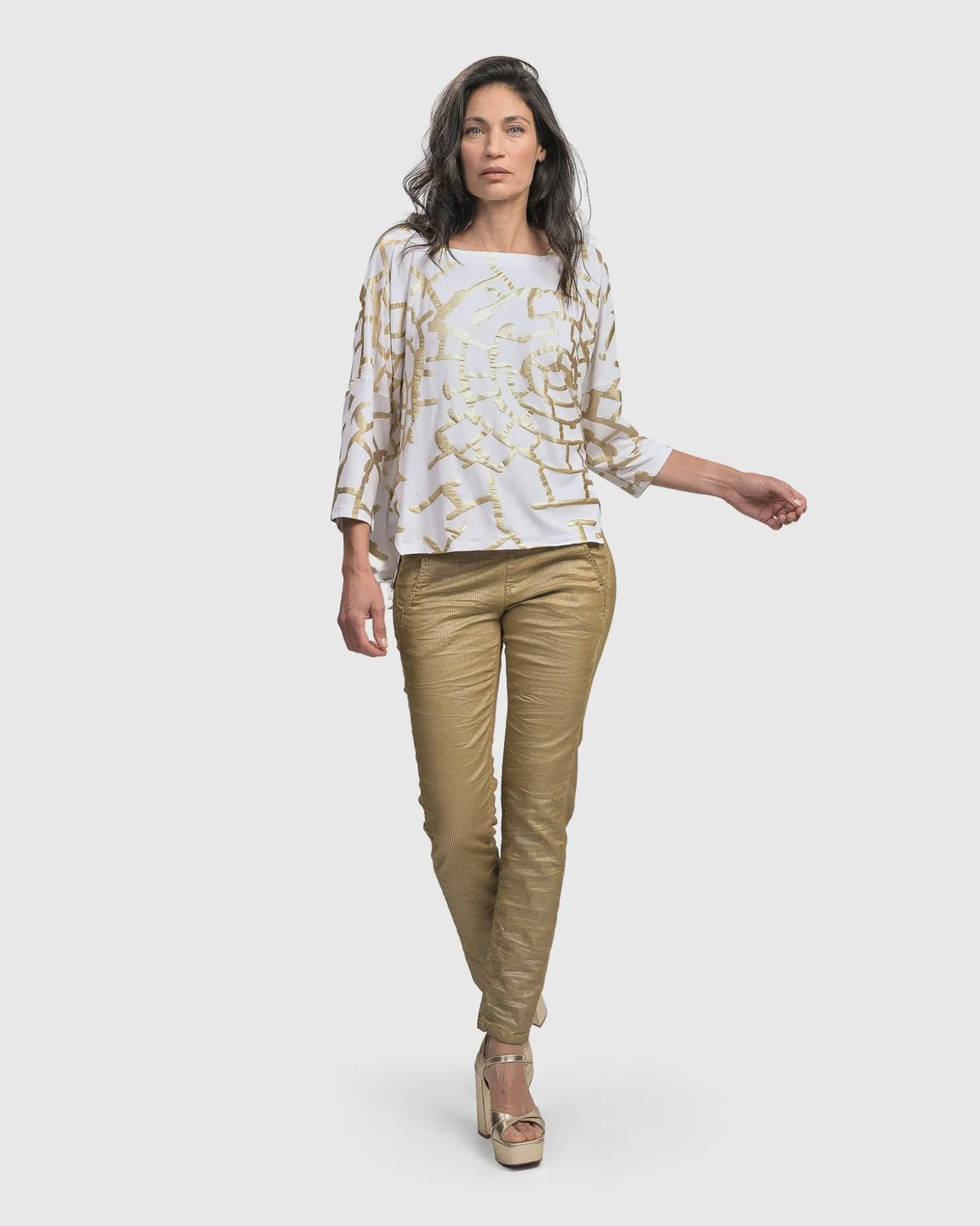 Women Alembika Hypnotic Cutaway Boxy Top, Gold