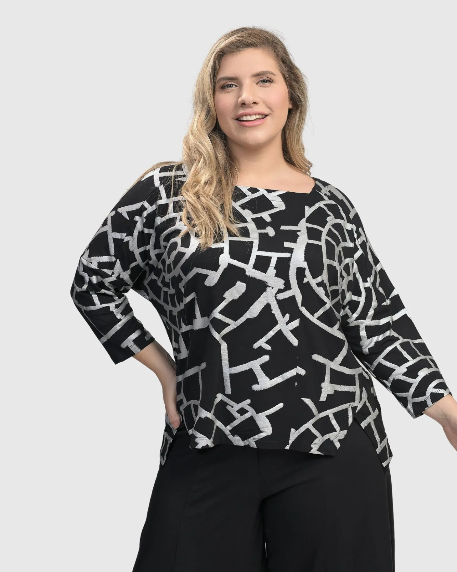 Women Alembika Hypnotic Cutaway Boxy Top, Silver