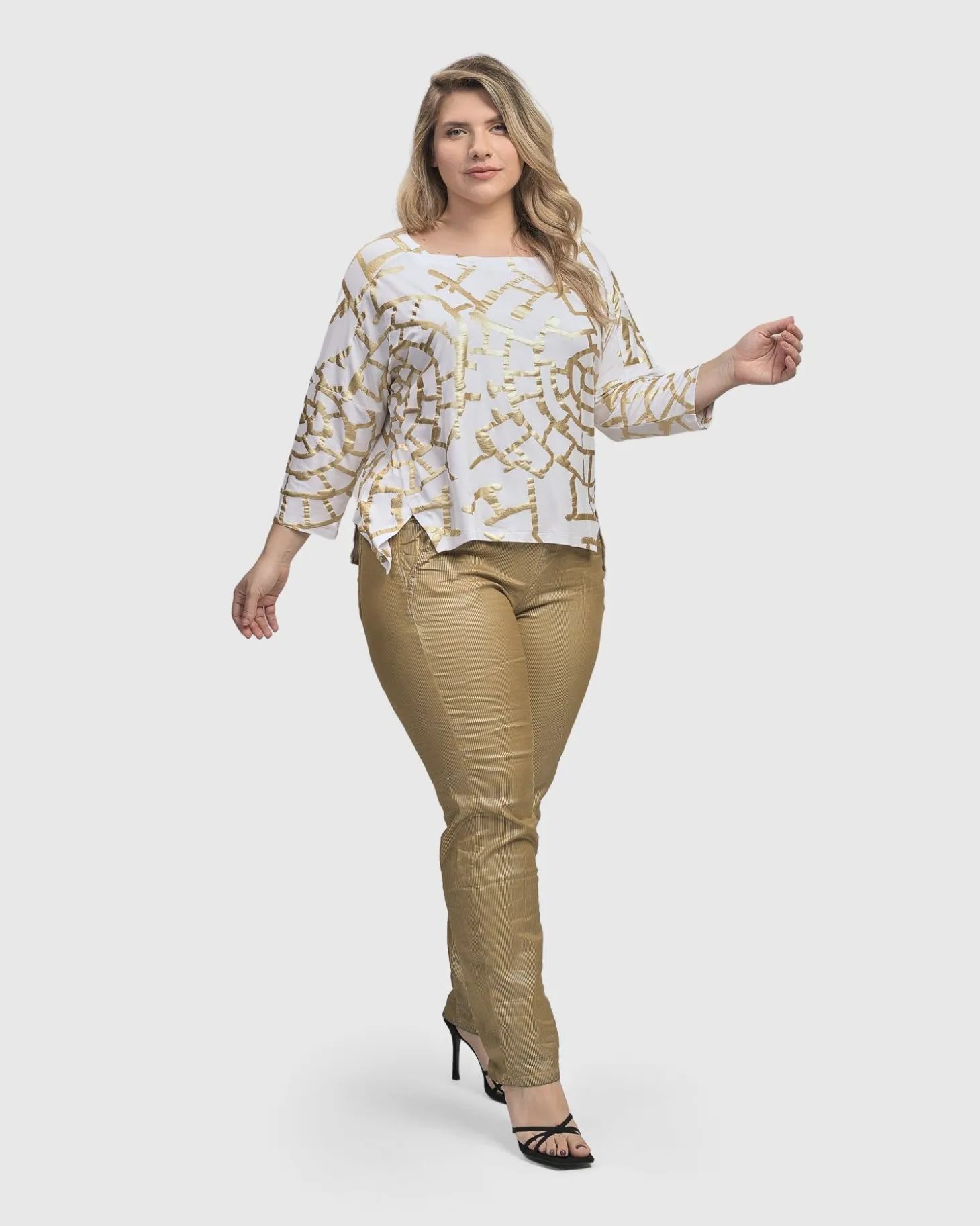 Women Alembika Hypnotic Cutaway Boxy Top, Gold