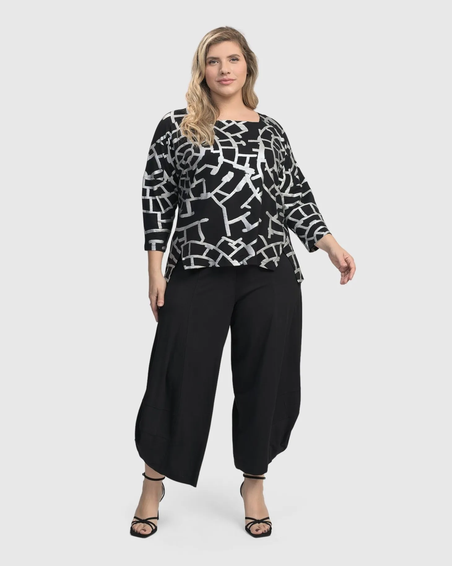 Women Alembika Hypnotic Cutaway Boxy Top, Silver