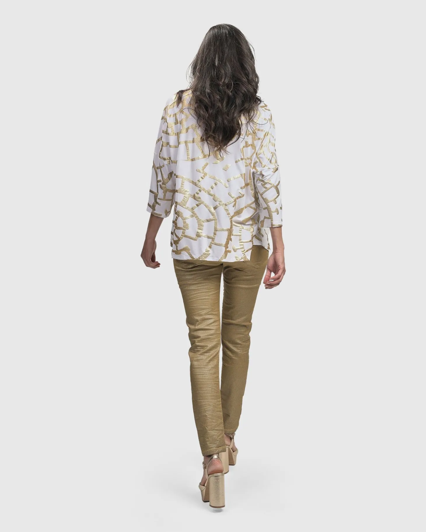 Women Alembika Hypnotic Cutaway Boxy Top, Gold