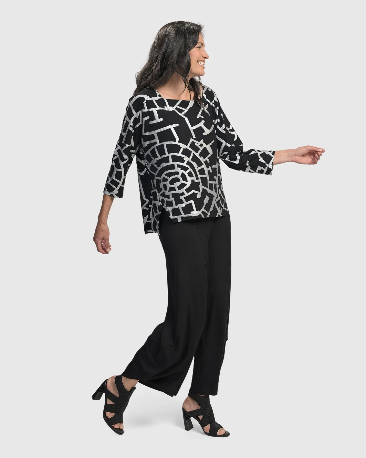 Women Alembika Hypnotic Cutaway Boxy Top, Silver