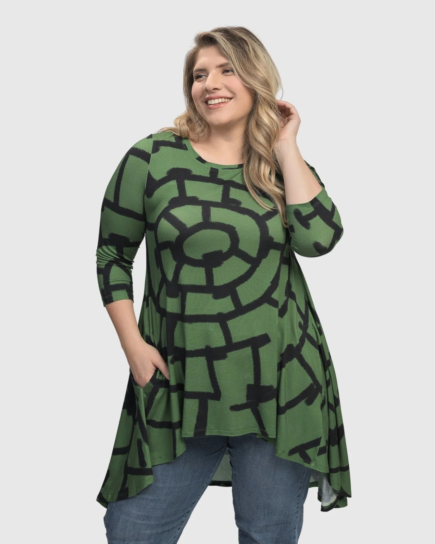 Women Alembika Hypnotic Hi-Lo Tunic Top, Clover
