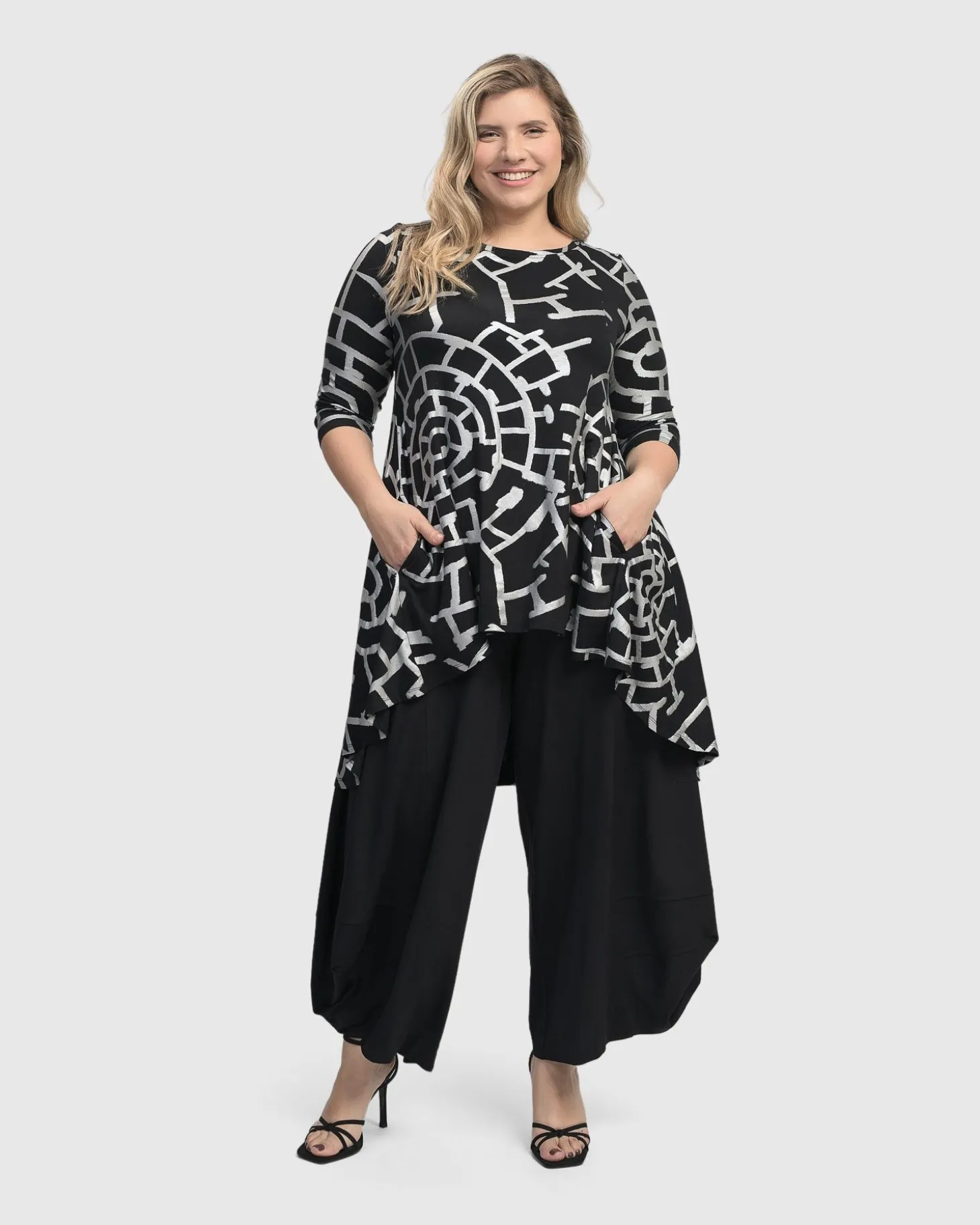 Women Alembika Hypnotic Hi-Lo Tunic Top, Silver