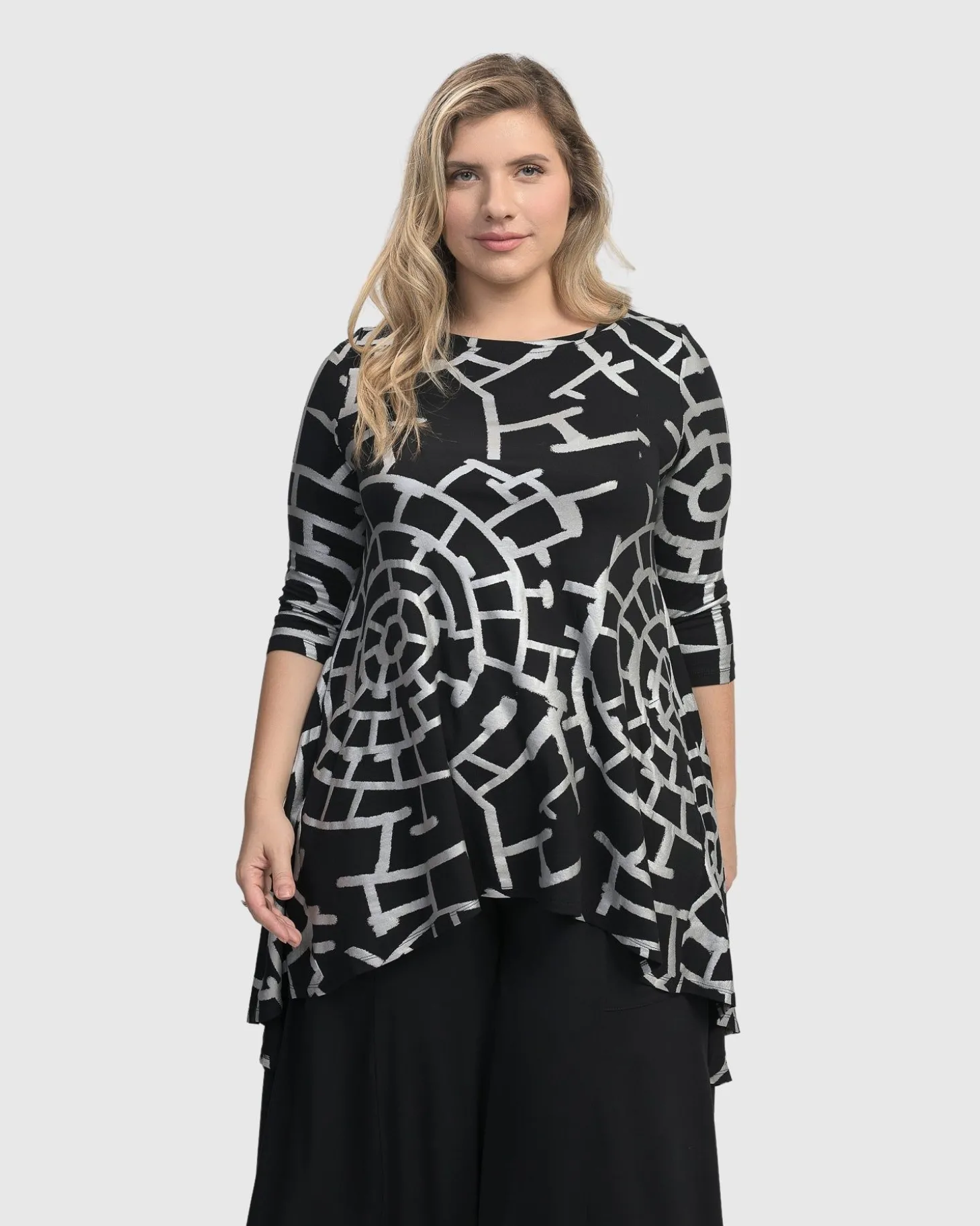 Women Alembika Hypnotic Hi-Lo Tunic Top, Silver