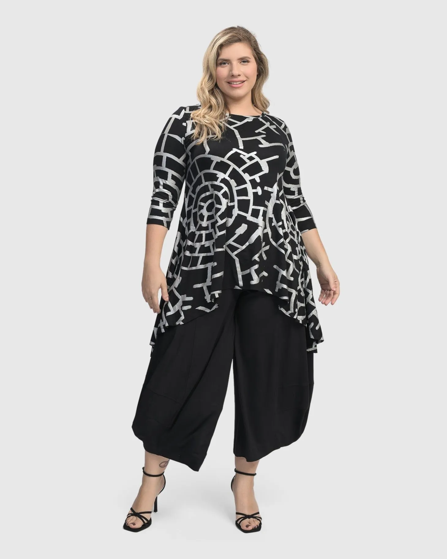 Women Alembika Hypnotic Hi-Lo Tunic Top, Silver