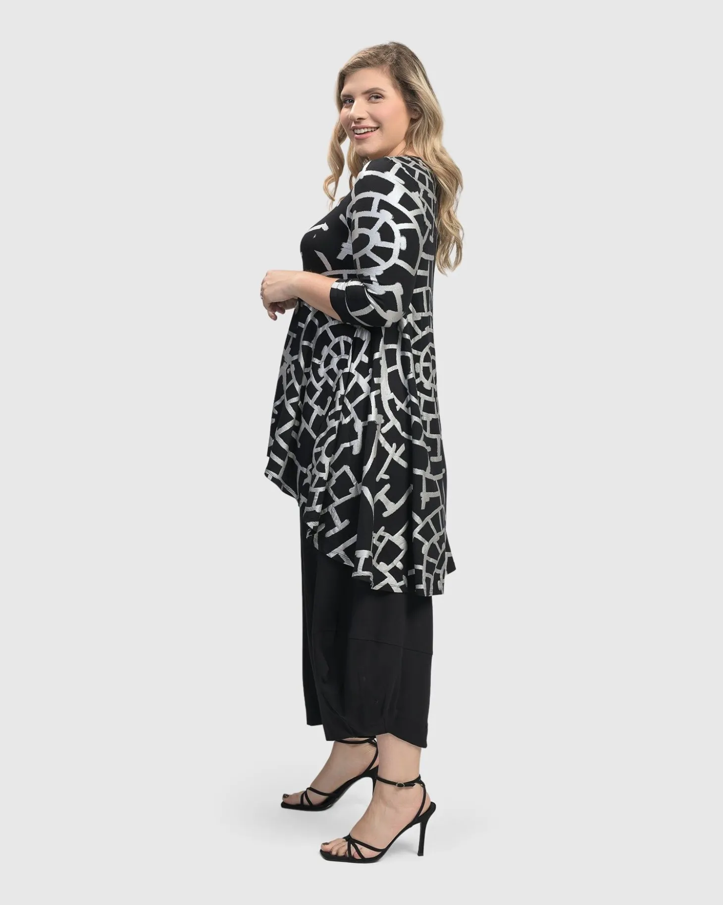 Women Alembika Hypnotic Hi-Lo Tunic Top, Silver