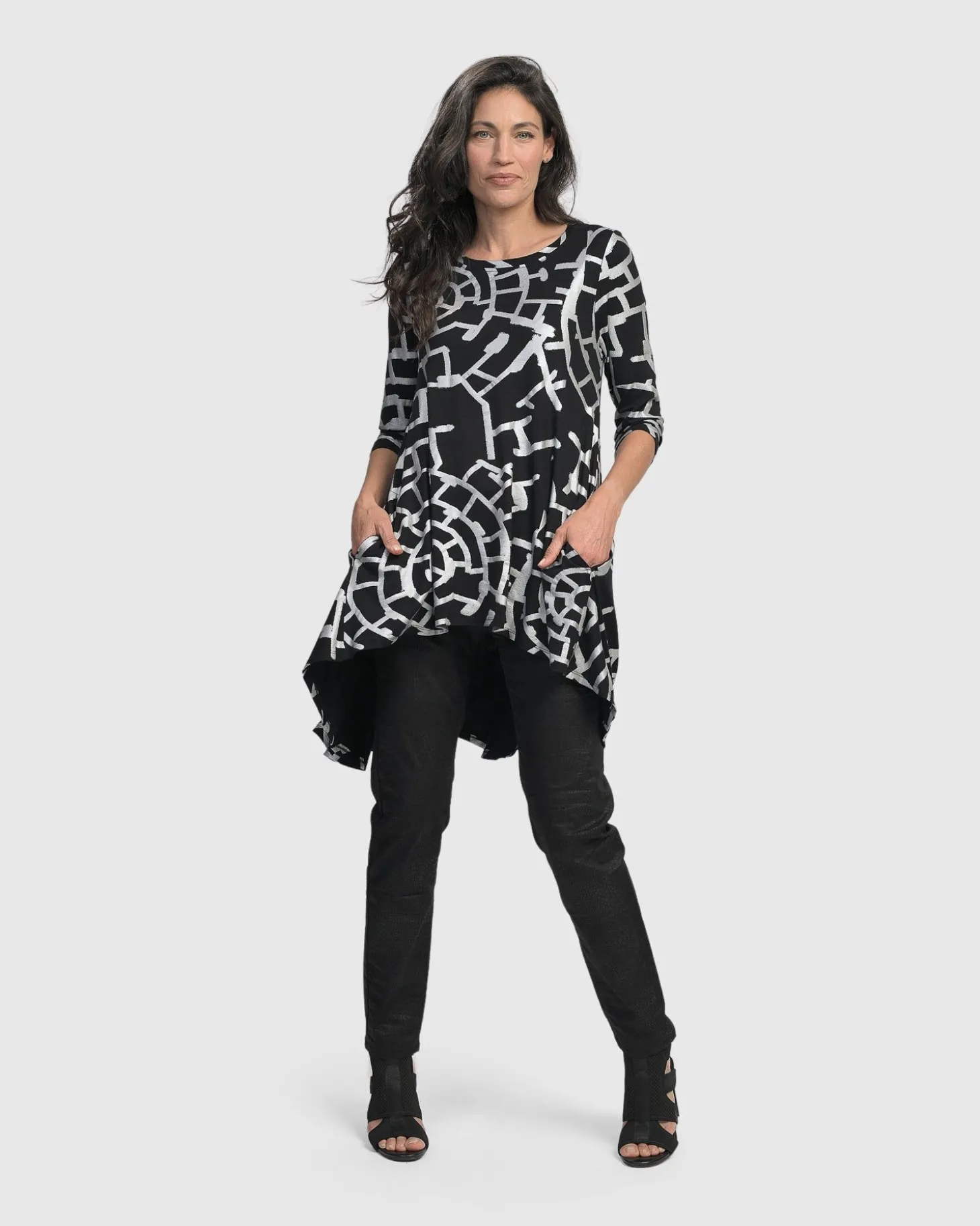 Women Alembika Hypnotic Hi-Lo Tunic Top, Silver