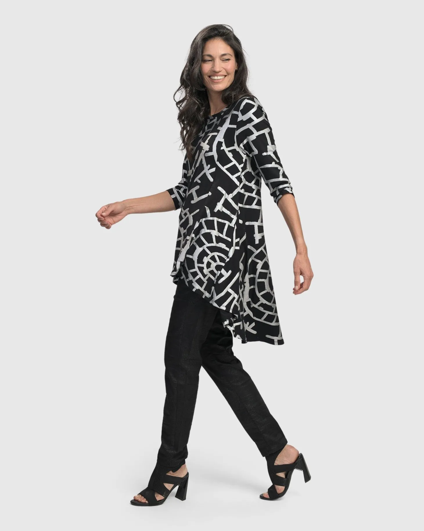 Women Alembika Hypnotic Hi-Lo Tunic Top, Silver